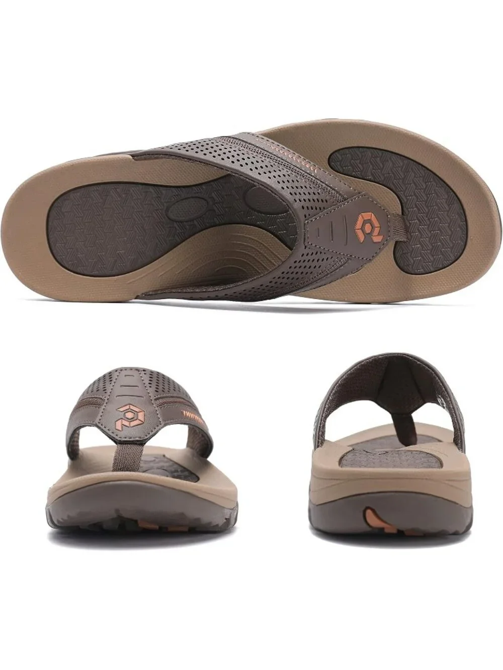 Men's Coffee Flip-flops Thongs Sandals Durable Comfort Slippers For Casual